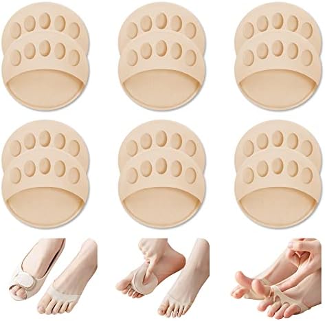 6Packs Metatarsal Pads Ball of Foot Cushions Forefoot Pads Honeycomb Fabric Forefoot Pads for Pain Relief High Heels Toe Pads Men Women Invisible Socks Sponge Cushion Socks… JEVRKAPZ