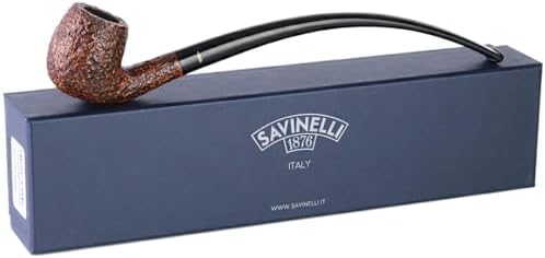 Savinelli Churchwarden Extra Long Handmade Italian Briar Pipe, Vintage Design, Rustic Finish, Brown 601 Savinelli