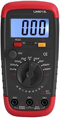 Digital Capacitance Meter Multimeter Professional Capacitor Tester 0.1pF - 20000uF with LCD Backlight and Safety Jacket 1999 Display Hztyyier