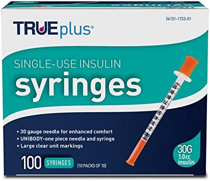 TRUEplus - Insulin Syringes 30g 1.0cc 5/16" (Pack of 100) TRUEplus