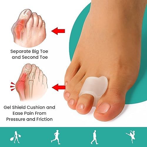 Welnove Toe Separator for Overlapping Toes - Toe Spacers for Bunions Aloe Vera Extract - Toe Corrector, Big Toe Alignment - Bunion Relief for Women Men (Medium) Welnove