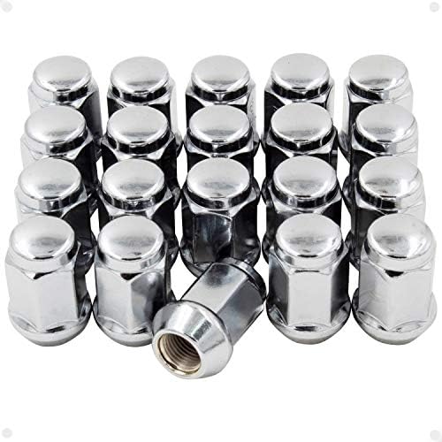 Wheel Accessories Parts Set of 20 Black 12x1.25 Lug Nuts Closed End Bulge Acorn Lug Nut Style 1.38" Long Cone Seat 19mm (3/4") Hex Wheel Lug Nut (M12x1.25, Black) Wheel Accessories Parts