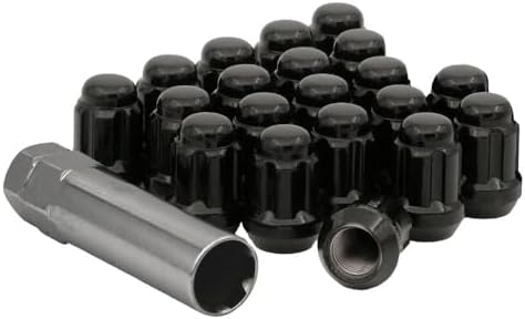 1/2" Bulge Acorn Spline Lug Nuts 1.38" 5 Lug Install Kit in Sleek Black Finish | Includes 20 Spline Lug Nuts with Key | 6 Spline Lug Nuts | Compatiable with Many Vehicles West Coast Wheel Accessories