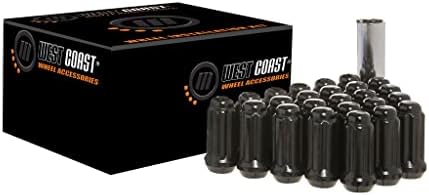 9/16" Bulge Acorn Spline Lug Nuts 1.9" 8 Lug Install Kit Black West Coast Wheel Accessories