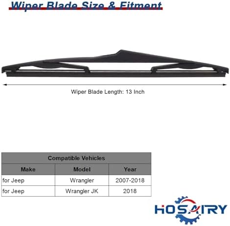 Щетка заднего стеклоочистителя 13 дюймов 68002490AB для Jeep Wrangler 2007-2018, 1 шт в упаковке. HOSAIRY
