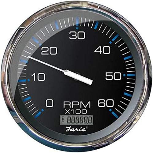 Faria Chesapeake Black 5" Tachometer w/Digital Hourmeter - 6000 RPM (Gas) (Inboard) Faria