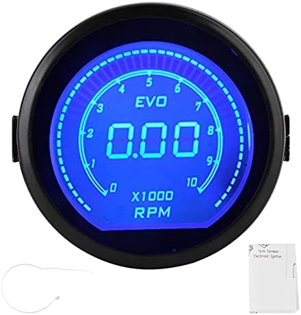 Car Tachometer, 2in LCD Digital Tachometer RPM Display Red Blue Light for EVO Series Universal for 12V Car Aramox