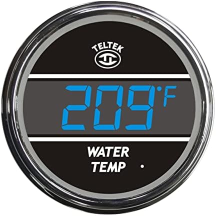 Water Temperature Gauge for Kenworth 2006+ - Bezel: Chrome - LED Color: Blue Teltek USA