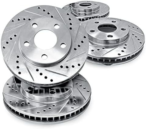 R1 Concepts eLINE Series Front Rear Drilled and Slotted Brake Rotors Compatible For 2007-2012 Lexus ES350, Toyota Avalon, Camry R1 Concepts