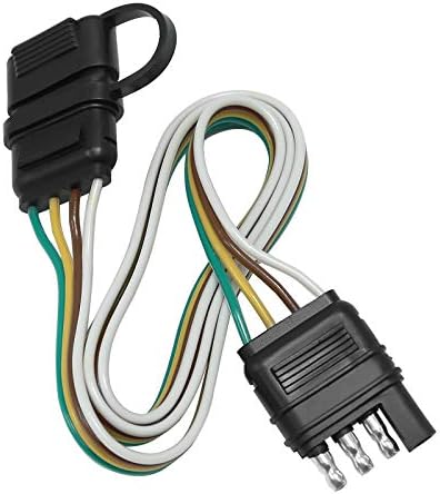 Trailer Light Wiring Harness Kit,4 Wires 4-Way Plug 4 pin Flat Wire Extension Male & Female Connector 32" Inch Long Hoypeyfiy