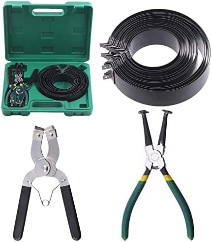 Swpeet 17Pcs Adjustable Black Piston Installer Pliers and Green Car Engine Piston Ring Compressor Pliers with 2.4" - 5.7" Piston Rings Kit with Carrying Box for Car Truck Auto Engine Swpeet