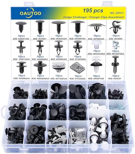 OAUTOO 195pcs for Dodge Challenger Charger 2006-On Auto Body Interior and Exterior Retainer Fastener Clip Assortment Oautoo