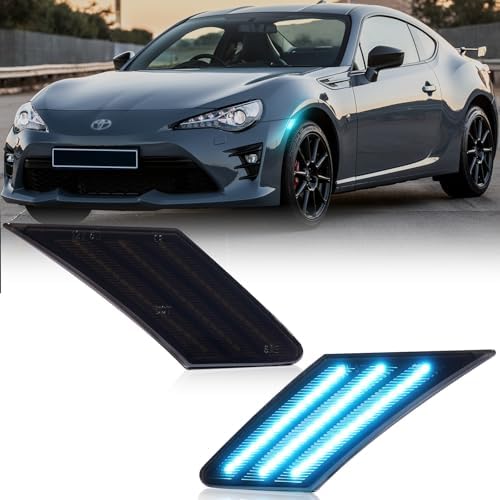 Front Fender LED Side Marker Light Blinker Signal Lamp Compatible With 2013-2020 Subaru BRZ Scion FRS T-oyota FT86 Replace Sidemarker Lamp Smoke Lens Smoked Lens Ice Blue LED 2Pcs Popmotorz