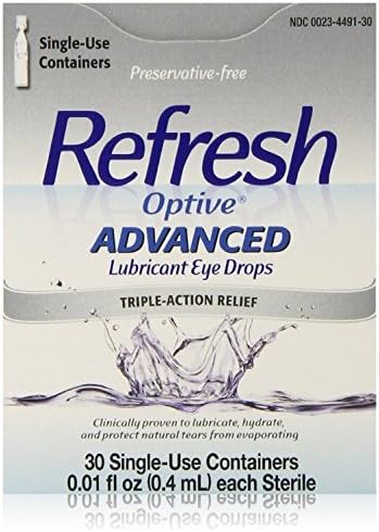 Refresh Optive Advanced Lubricant Eye Drops (Капли) 30 Count Per Box (3 Boxes) Refresh