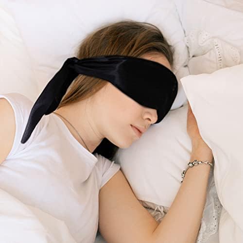 Маска для сна Pimoys 2Pcs Satin Eye Mask Sleep Mask, 157см/62 дюйма регулируемая атласная повязка (черный) Pimoys