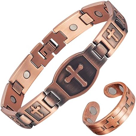 MagVIVACE Men Copper Cross Magnetic Bracelet with Magnet MagVIVACE