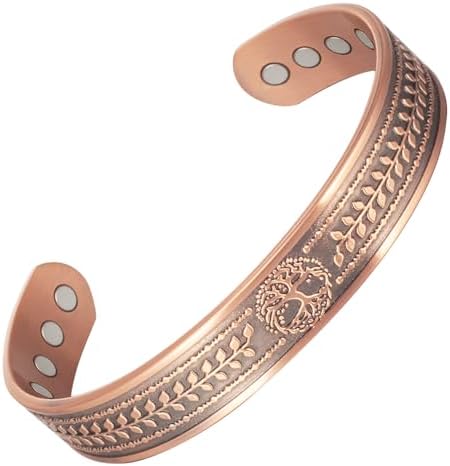 Copper Bracelets Brazaletes for Women, Adjustable Cuff Bangles, Copper Magnetic Bangle Bracelet for Men EnerCoppeX