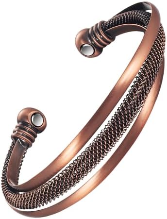 Copper Magnetic Bracelet for Women, Pure Copper Bracelet with 3500 Gauss Healing Magnets EnerCoppeX