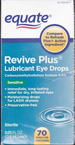 Equate Revive Plus Lubricant Eye Drops (Капли), Sensitive, 70ct Single-Use, Compare to Refresh Plus Equate