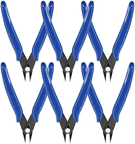 6Pcs 5 Inch Micro Wire Flush Cutters, Precision Plastic Model Flush Cutter Side Cutting Pliers, Ultra Sharp Flush Nippers Tool For Electronics Industry/Jewelry Processing/Hobby Model Making Rustark