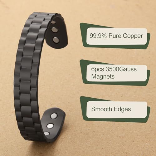 MagEnergy Copper Bracelet for Men, 99.9% Pure Copper Magnetic Bracelet with Double Row Magnets Adjustable Jewelry Box MagEnergy