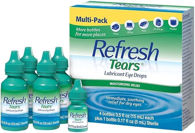 Tears Lubricant Eye Drops (Капли) 4x15 ml, 1x5 ml Multipack (Extra Protective Seal Added Guaranteed) Refresh