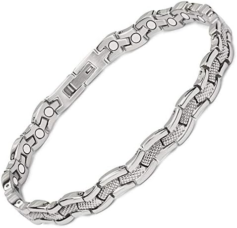 Stainless Steel Magnetic Bracelets for Women, Adjustabl Magnetic Bracelet Chain for Men, Women's Silver Magnetic Bracelets EnerCoppeX