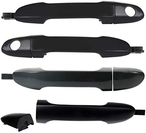 ECCPP Door Handles Exterior Outside Outer Driver Passenger Side for 2004-2009 for Kia Spectra Smooth Black(4pcs) Eccpp