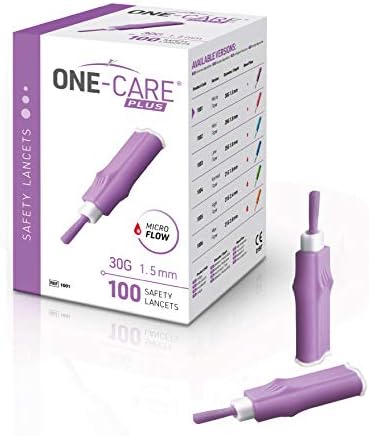 Безопасные ланцеты MediVena ONE-CARE Plus, активируемые контактом: комфортные микроиглы 30G x 1,5 мм, 100 шт. One-Care