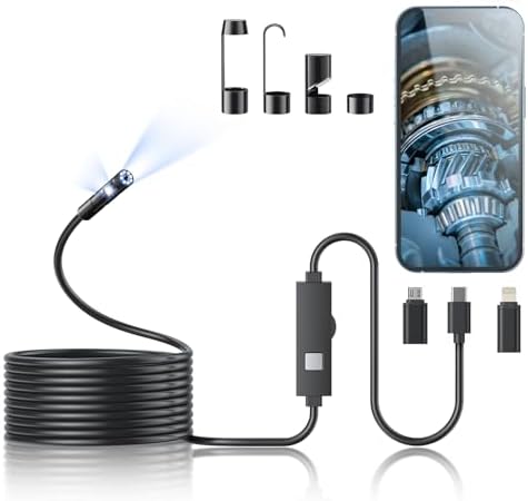 3.9mm Super Slim Borescope for Automotive Inspection, 1080p HD Snake Camera with Light, Flexible Waterproof Inspection Camera for iPhone, Android & Tablet-4.92FT Kinpthy