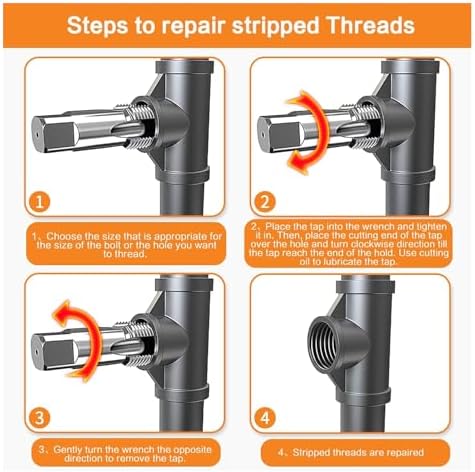 6 Piece NPT Pipe Tap Set, Carbon Steel NPT Tap Set for Clean Accurate Threads, Sizes Included 1 3/4 1/2 3/8 1/4 1/8, Thread Tapping Tool Kit for PVC Pipe with Storage Case Pomya