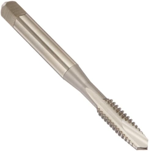 YG-1 K9 Series Vanadium Alloy HSS Spiral Pointed Tap, Uncoated (Bright) Finish, Round Shank with Square End, Plug Chamfer, 6-32 Thread Size, H3 Tolerance Yg-1