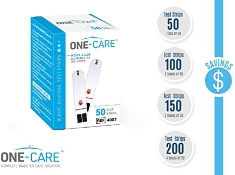 ONE-CARE 100 Count Glucose Test Strips, Precision Sugar Measurement (2 Boxes of 50 Each) ONE-CARE