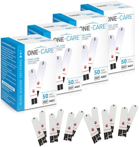 ONE-CARE 200 count Blood Glucose Test Strips, Precision Sugar Measurement for Diabetics, Monitor Your Diabetes (4 boxes of 50 each) ONE-CARE