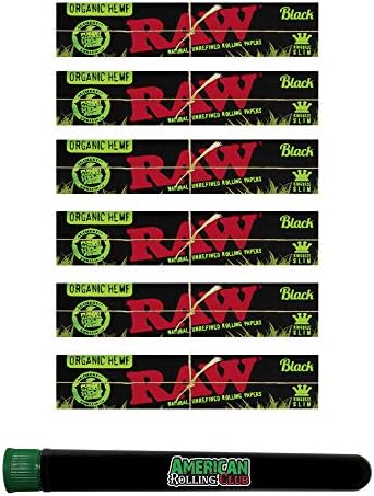 Бумага для курения RAW Black Organic King Size Slim, 6 упаковок, 32 листа в упаковке Roll With Us Depot