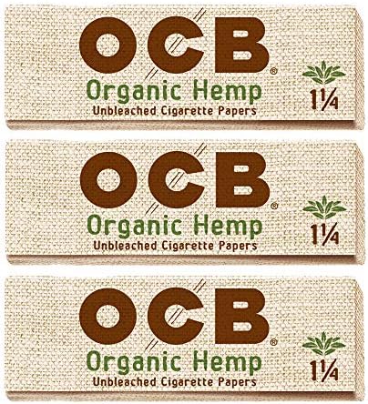 OCB Organic Hemp 1 1/4 Rolling Papers - 3 Packs - 50 Papers Each Ocb