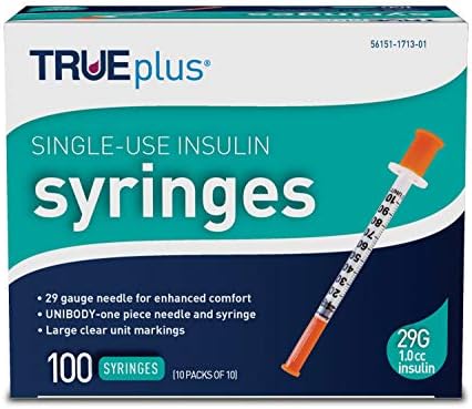 TRUEplus - Insulin Syringes 29g 1.0cc 1/2" (Pack of 100) TRUEplus