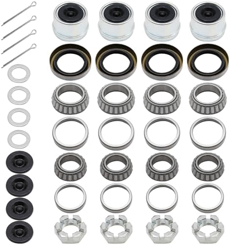 Комплект подшипников для оси прицепа - 4 шт. L68149 L44649 с уплотнительным кольцом, гайкой и шайбой для шпинделей грузоподъемностью 3500 фунтов #84 Duzforei