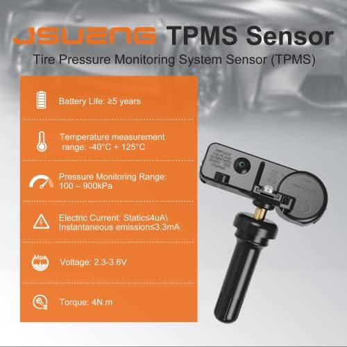 TPMS Sensor, 4 Pack Tire Pressure Monitoring System Sensor fit for Chrysler Jeep Dodge RAM, 433Mhz Tire Sensor Replaces#56029481AB Jsueng