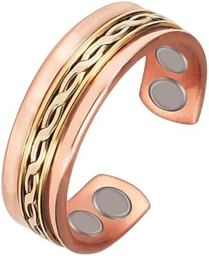 Copper Ring for Women, Adjustable Tri-color Woven Magnetic Ring, Copper Magnetic Ring for Men, Solid Pure Copper Jewelry Gift EnerCoppeX