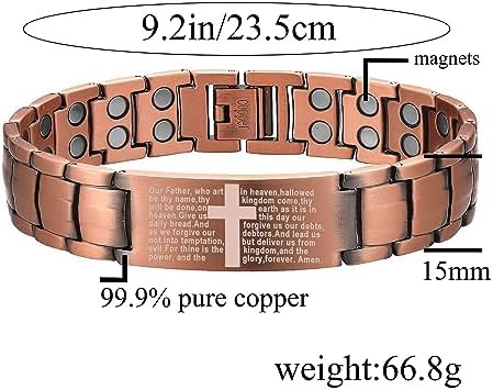 MagEnergy Copper Bracelet Engraved Quote Religious Solid Copper Bracelet Faith Christian Bible Verse Quotes MagEnergy