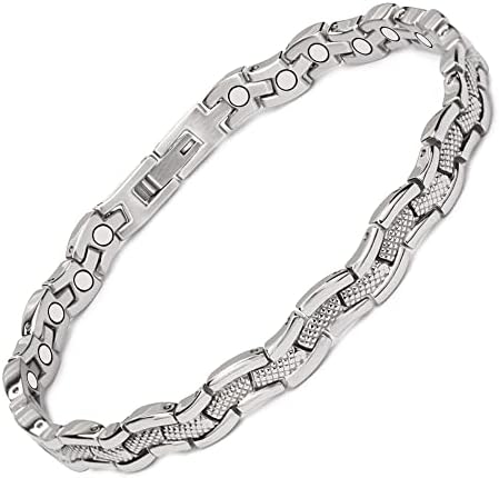 MagVIVACE Pure Titanium Anklet for Women Men, Magnetic Ankle Bracelet, Magnet with Removable Link (Men's Anklet, Silver) MagVIVACE