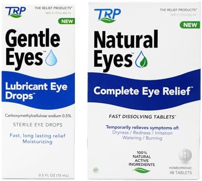 TRP Natural Eyes Complete Eye Relief Homeopathic Tablets (Таблетки), Gluten-Free, 48 ct + TRP Gentle Eyes Lubricant Eye Drops (Капли) 0.5 fl oz (Жидкие унции) TRP THE RELIEF PRODUCTS