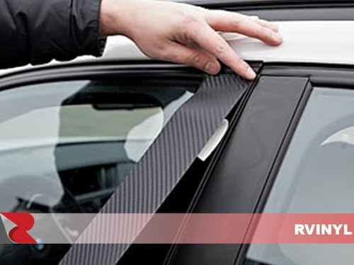 Rvinyl Pillar Post Pre Cut Window Trim Kits in Aluminum Brushed Black Compatible with Hyundai Equus 2011-2015 - Adhesive Backs Rvinyl