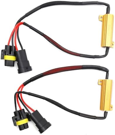 Hoypeyfiy H11 50W 6Ohm LED Load Resistor Wire Harness Kit Warning Canceller Fix Hyper Flashing Blinking Canbus Error, Pack of 2 Hoypeyfiy