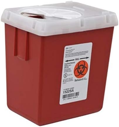 Covidien 1522SA SharpSafety Sharps Container, Phlebotomy, 2.2 Quart Capacity, Red (Pack of 60) COVIDIEN