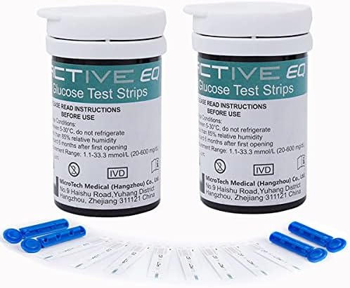 EQ Diabetes Test Strips Blood Glucose Test Strips x 50, Lancets x 50 Test Strips, Blood Suger Test Strips Exactive