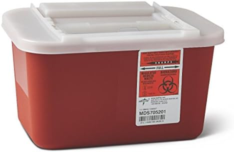 Medline Sharps Container, 1 Gallon, Sliding Lid, Red (Pack of 32) Medline