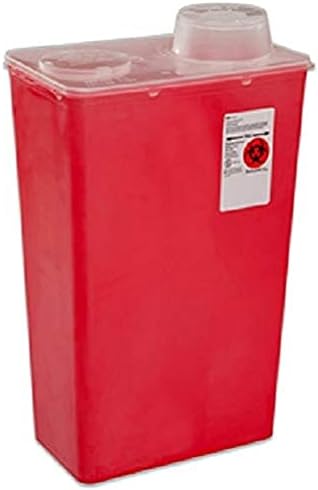 Covidien 8881676434 Sharps-A-Gator Sharps Container, Chimney Top, 14 Quart, Red (Pack of 10) COVIDIEN