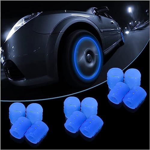 Tire Valve Stem Caps, Glow in The Dark Tire Valve Caps Fluorescent Auto Tire Air Caps Cover Car Accessories Universal for Cars SUVs Motorcycles Bicycles (12PCS) Unifizz